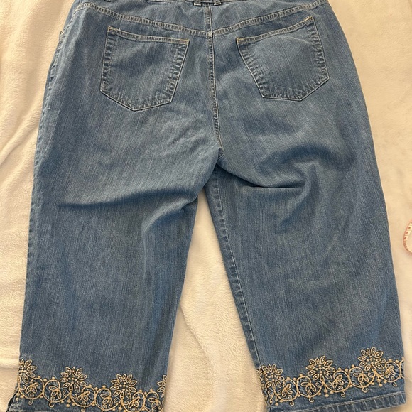 🌻Embroidered Denim Capris - Picture 2 of 5